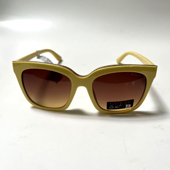 New Original GUESS Oversized Cat Eye Sunglasses GO00045 Acetate Yellow Gold Trim